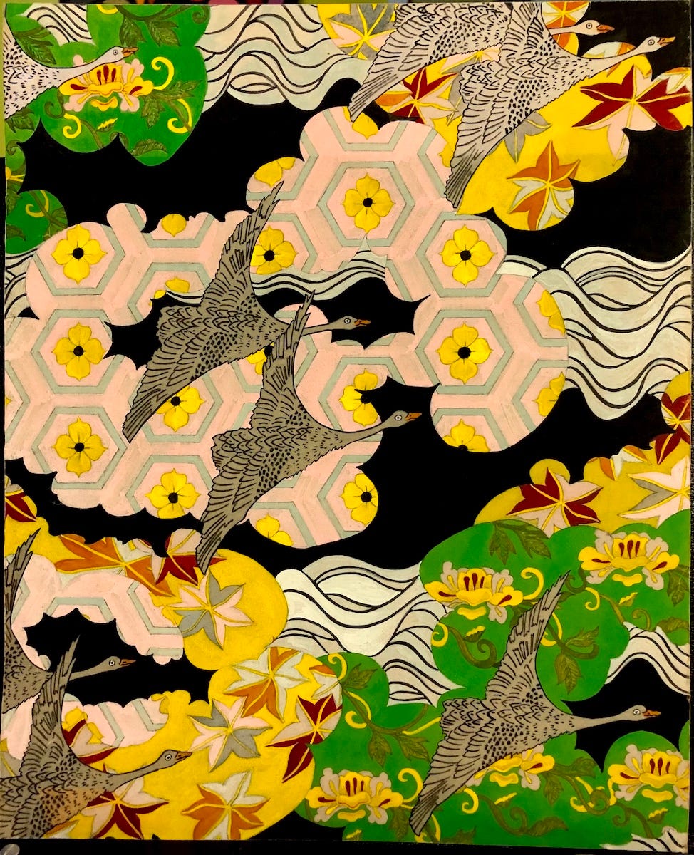 Asian inspired piece Angeline did for her SVA textile design class. Asian inspired piece Angeline did for her SVA textile design class.