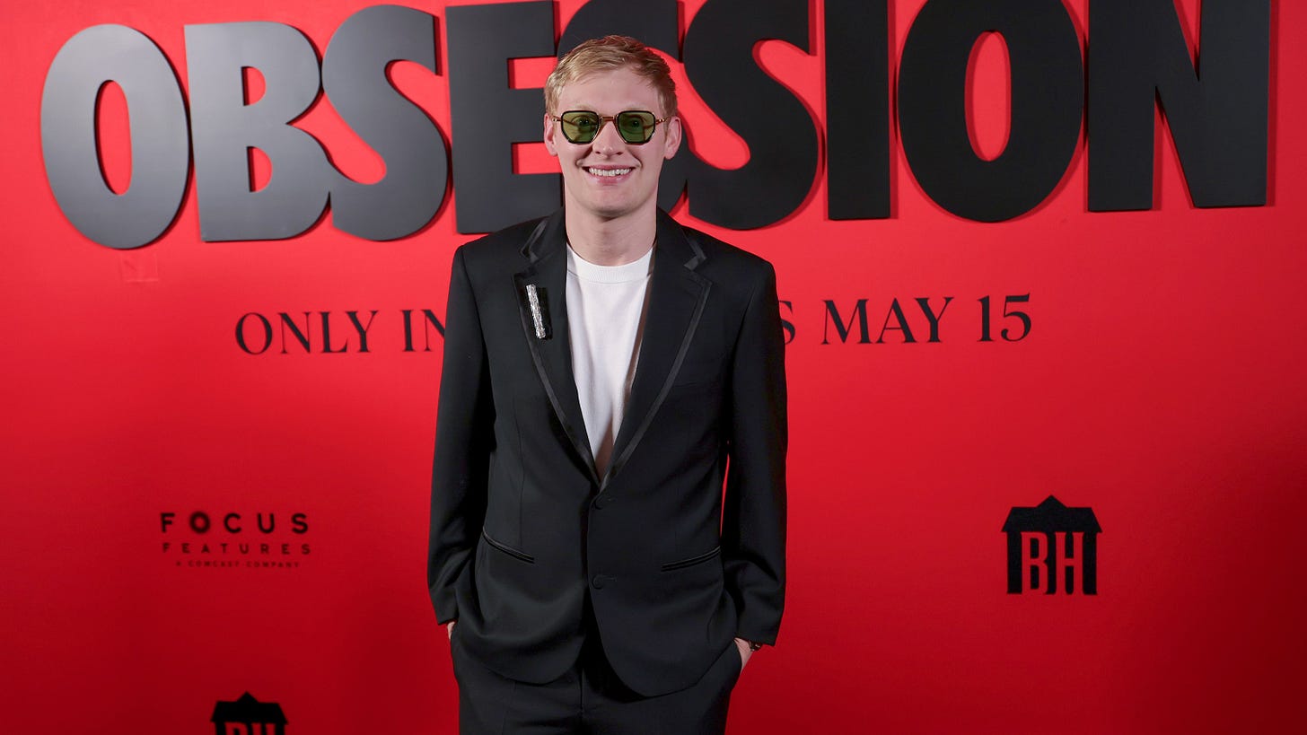 LOS ANGELES, CALIFORNIA - MAY 11: Curry Barker attends the Los Angeles Special Screening of Focus Features' "Obsession" at the Hollywood Legion Theater on May 11, 2026 in Los Angeles, California. (Photo by Frazer Harrison/Getty Images)
