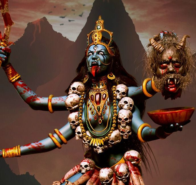The Story of Durga who transforms into Black Demon filled Kali, Destroyer of Worlds...