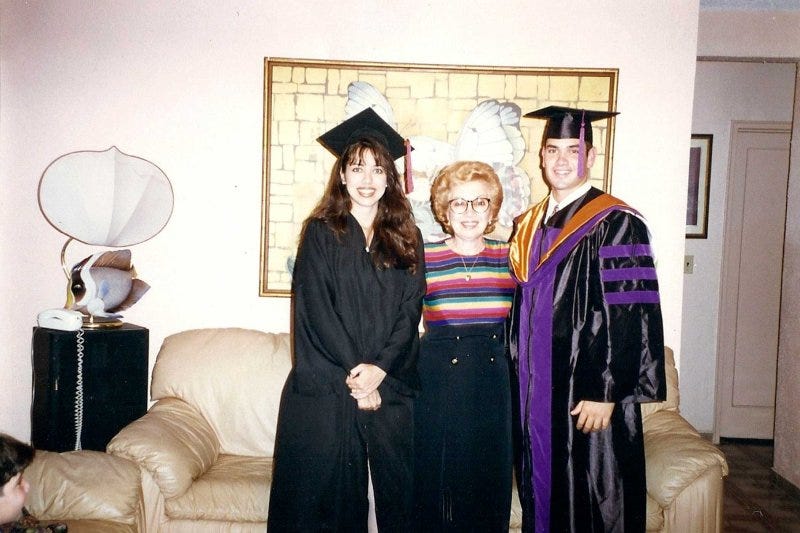 Marco Rubio celebrating his graduation from the University of Miami Law School in 1996, alongside his mother and sister, Veronica. Marco Rubio celebrating his graduation from the University of Miami Law School in 1996, alongside his mother and sister, Veronica.