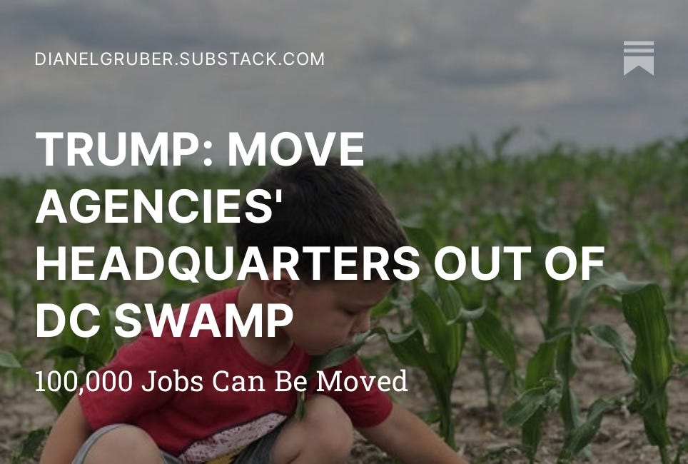TRUMP: MOVE AGENCIES' HEADQUARTERS OUT OF DC SWAMP