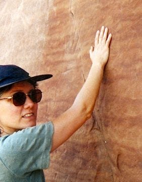 MJ with hand print petroglyph