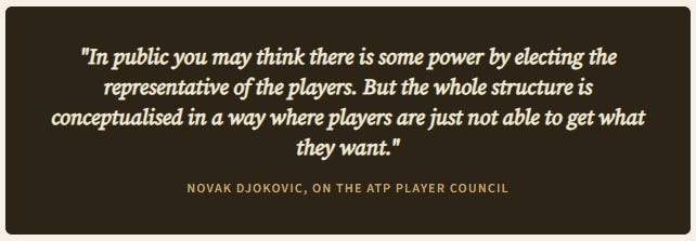 Djokovic on player power, the PTPA and why the system is built to keep players weak