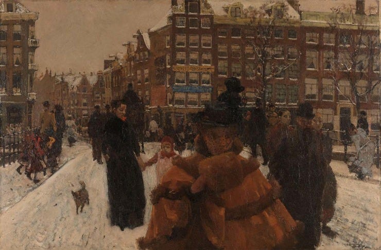 'De Singelbrug bij de Paleisstraat in Amsterdam' 1898 - olieverf op doek: George Hendrik Breitner (herkomst: coll. Rijksmuseum Amsterdam) 'De Singelbrug bij de Paleisstraat in Amsterdam' 1898 - olieverf op doek: George Hendrik Breitner (herkomst: coll. Rijksmuseum Amsterdam)