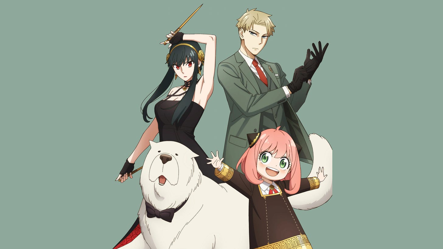 The Forger family from Spy x Family—Loid, Anya, and Yor—standing together, illustrating the theme of hidden identity and family purpose. The Forger family from Spy x Family—Loid, Anya, and Yor—standing together, illustrating the theme of hidden identity and family purpose.