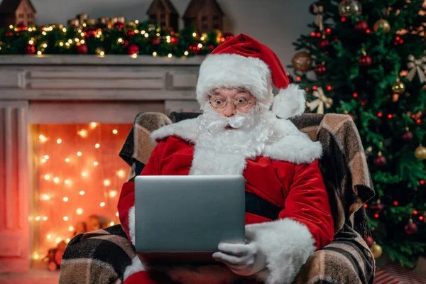 Imagens de Papai noel computador sem royalties | Depositphotos