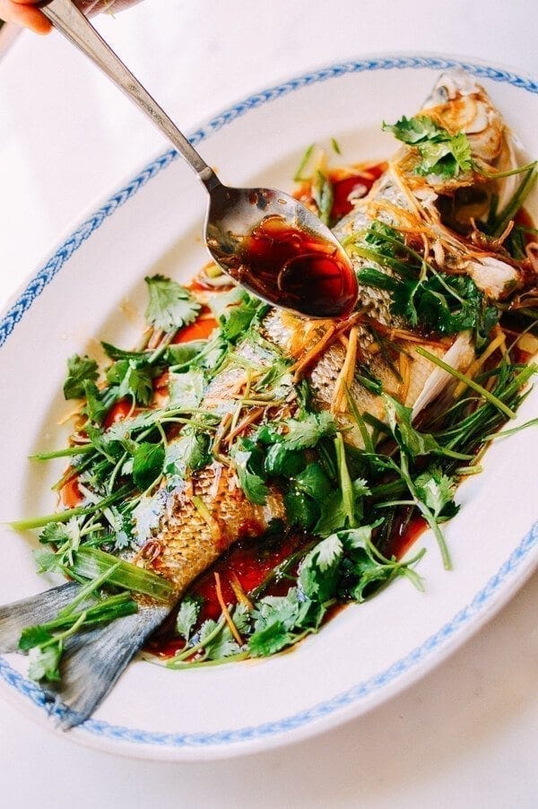Steamed Whole Fish - Chinese Style, by thewoksoflife.com