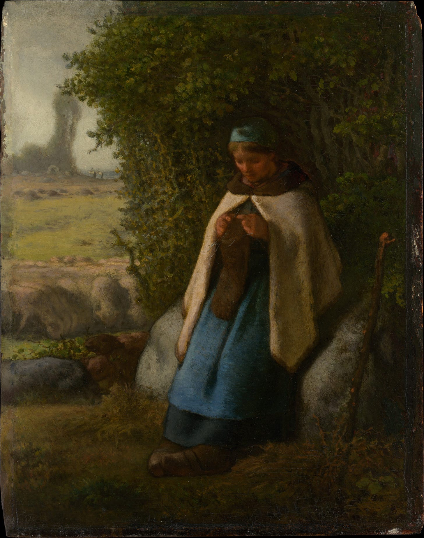 Shepherdess Seated on a Rock by Jean-François Millet (painting).