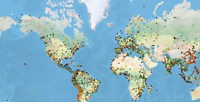 Une carte du monde recensant plus de 3 000 conflits de justice environnementale Une carte du monde recensant plus de 3 000 conflits de justice environnementale