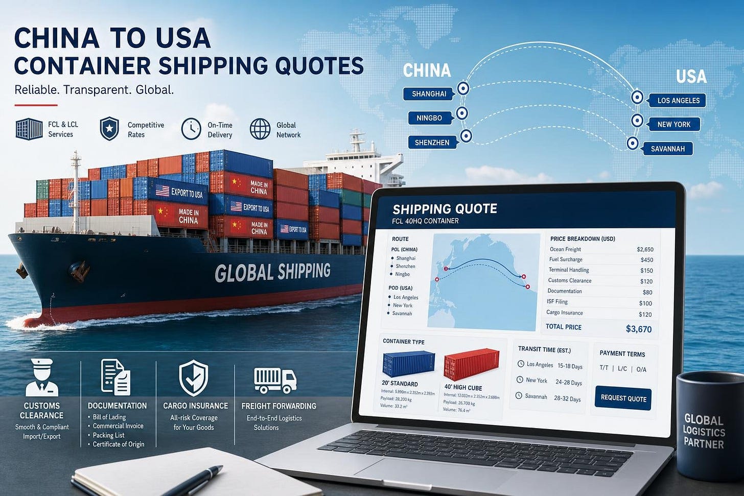 Container Shipping Quotes China to USA