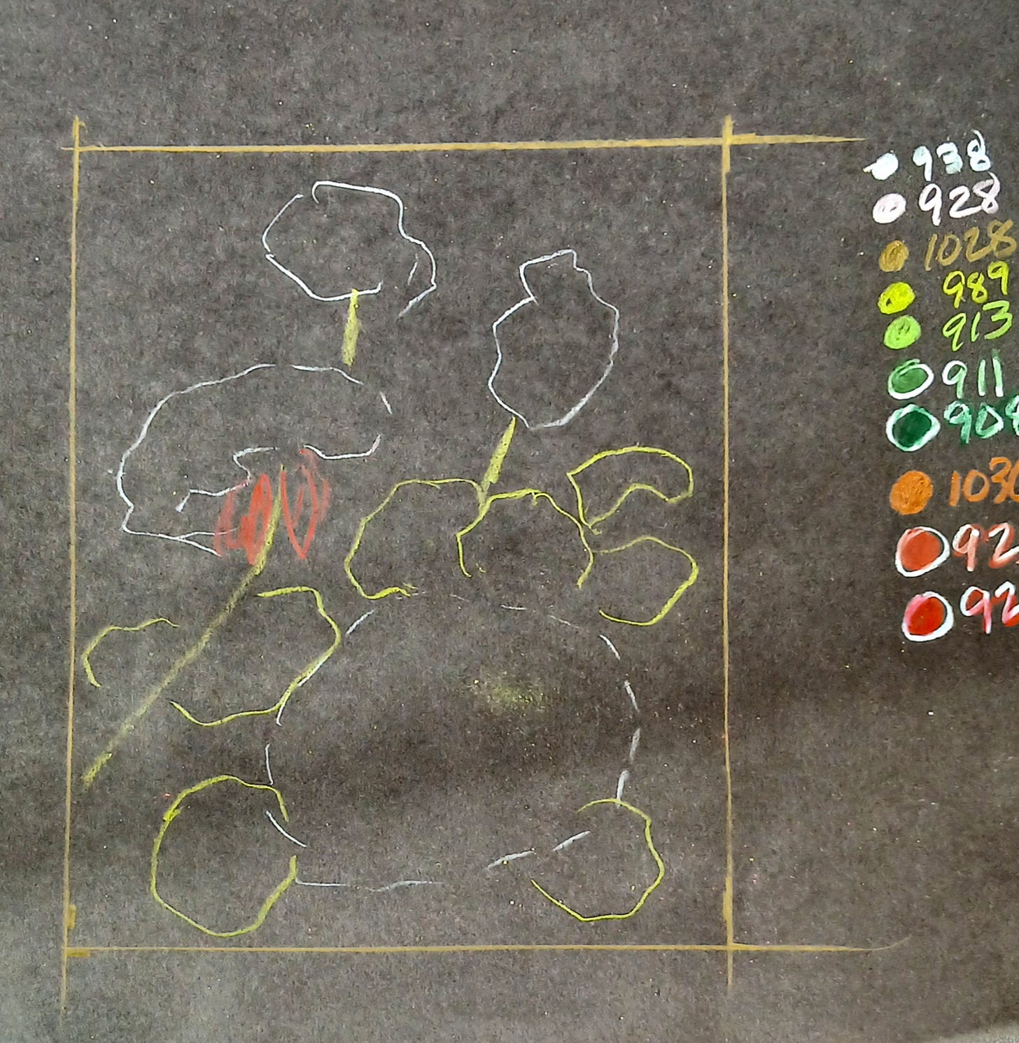 Sketch of composition and list of colors