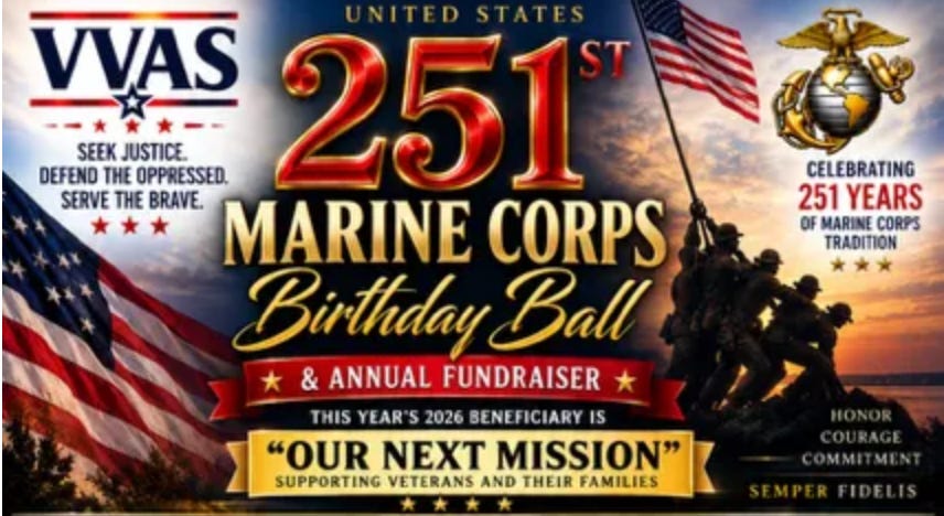 Valdez Veterans Alliance Services to Celebrate 251st Marine Corps Birthday With Annual Fundraiser in Palmetto