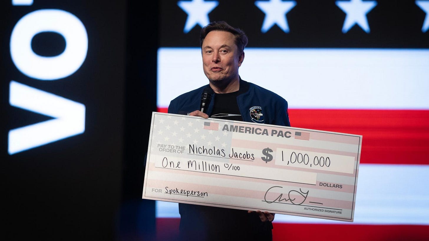 Musk hands out $1M checks after efforts to block the ...
