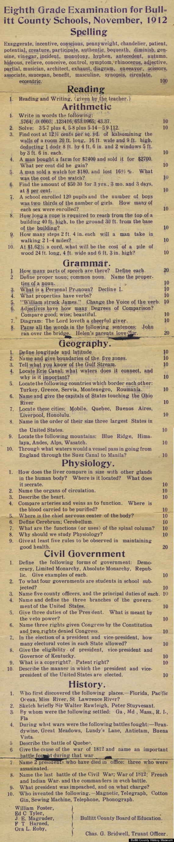 1912 eighth grade exam