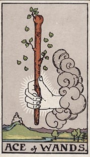 The Ace of Wands from the Rider Waite Smith tarot The Ace of Wands from the Rider Waite Smith tarot