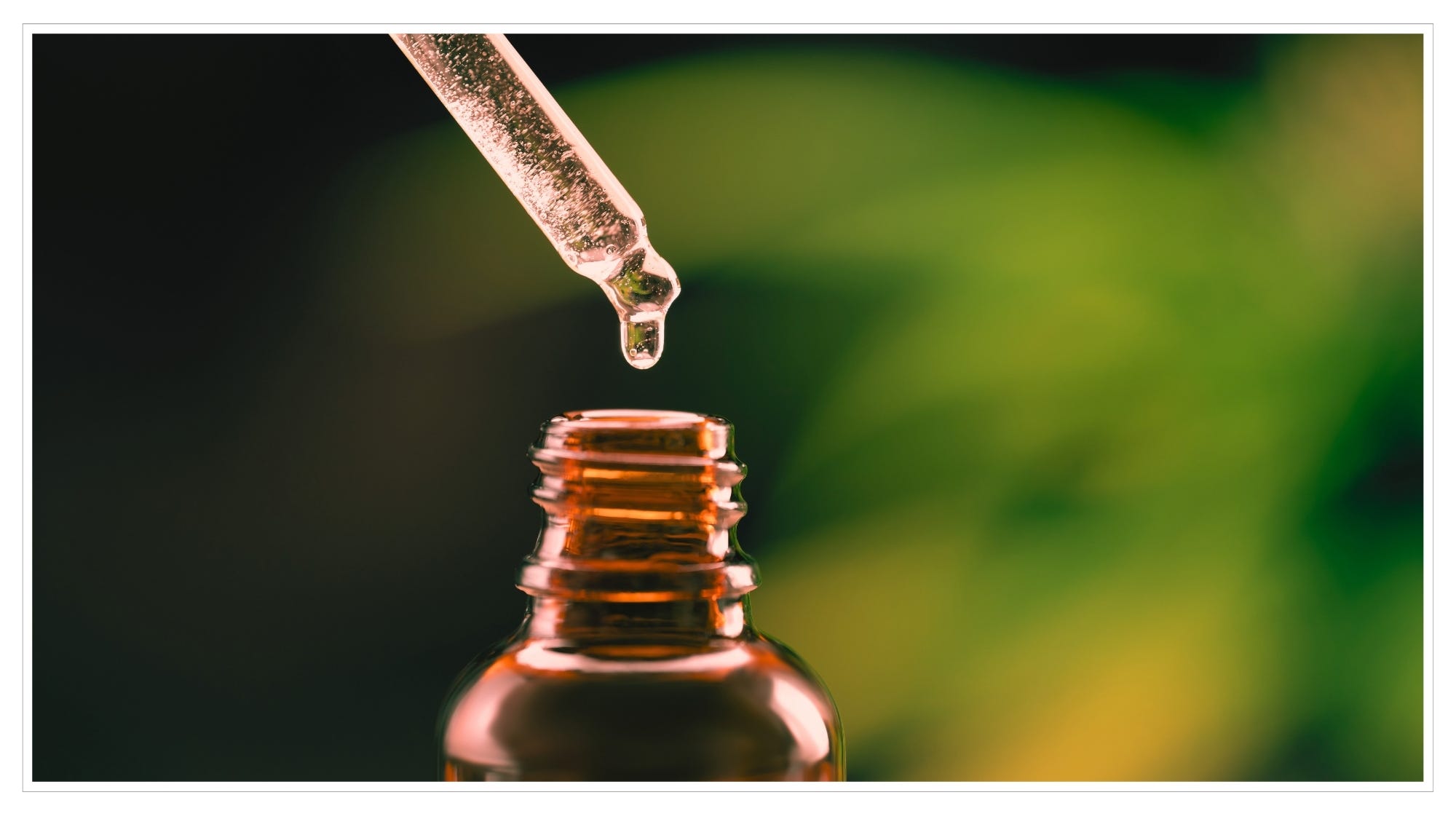Close-up serum from amber bottle