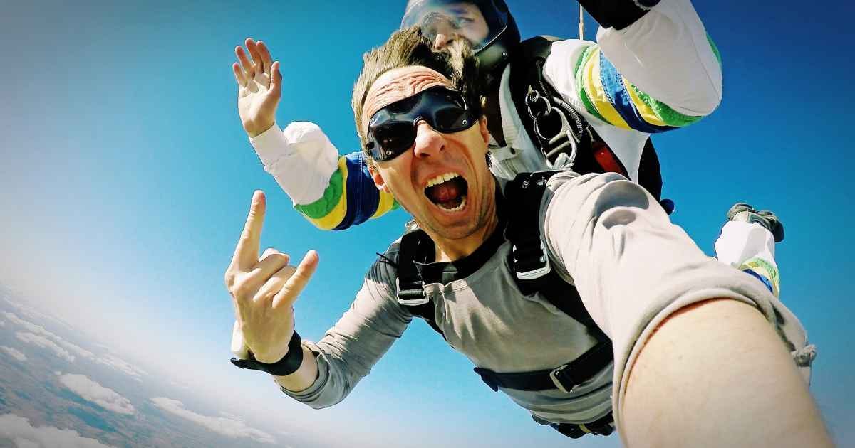 Skydive tandem selfie