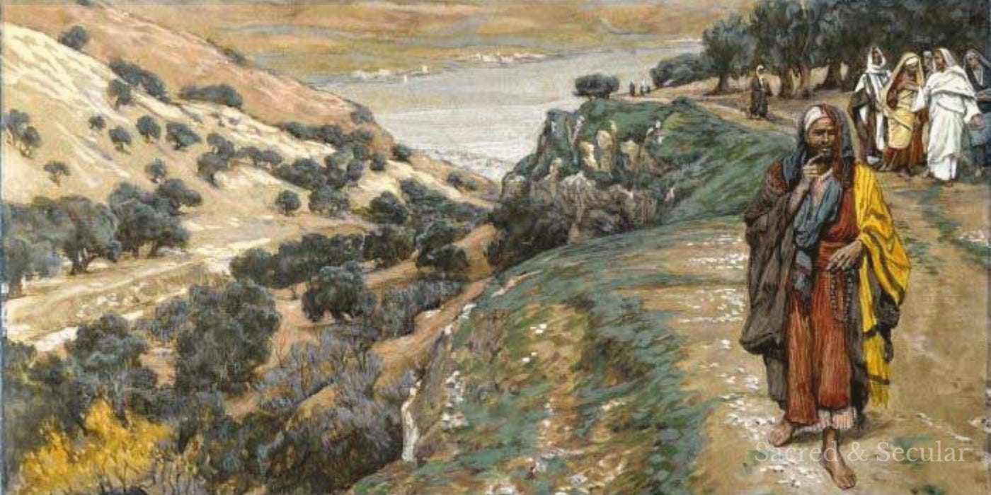 James Tissot’s painting of the rich young man walking away sorrowfully after his encounter with Jesus, while Jesus and his disciples remain behind. James Tissot’s painting of the rich young man walking away sorrowfully after his encounter with Jesus, while Jesus and his disciples remain behind.