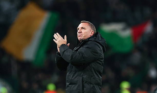 Celtic manager Brendan Rodgers at full time during a UEFA Europa League 2025/26 League Phase MD3 match between Celtic and SK Sturm Graz at Celtic... Celtic manager Brendan Rodgers at full time during a UEFA Europa League 2025/26 League Phase MD3 match between Celtic and SK Sturm Graz at Celtic...