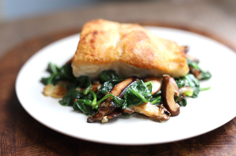 Shiitake and Spinach Sauté with Parmigiano, Cook the Vineyard