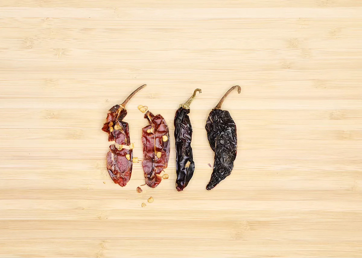 morita chiles on cutting board