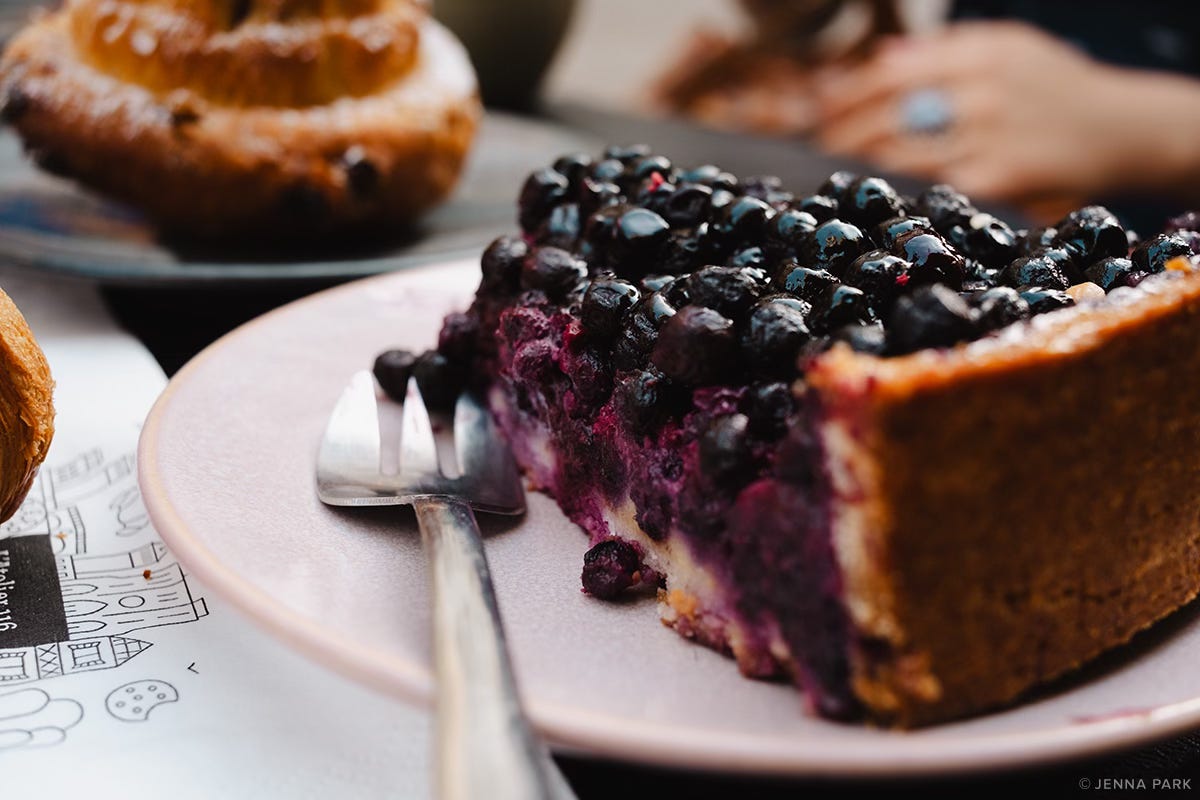 Piece of marionberry cake