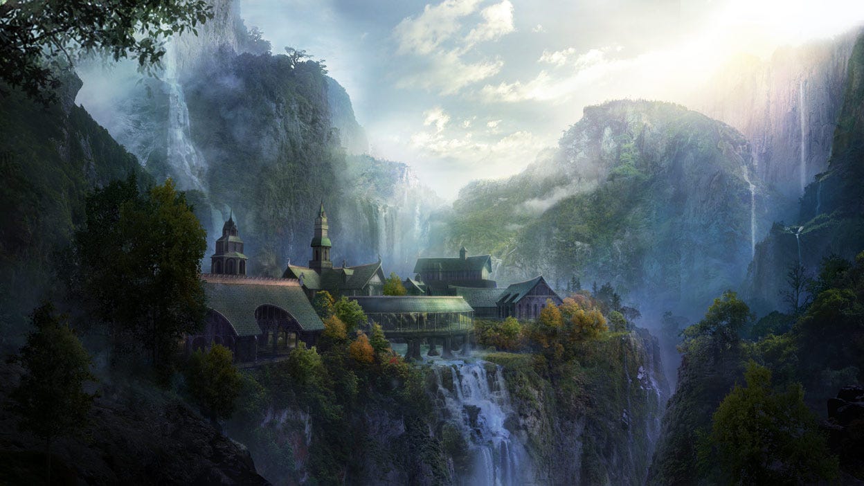 painting of Rivendell from The Lord of the Rings