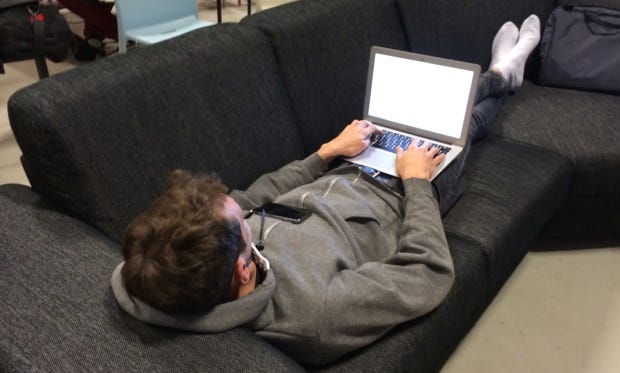 @sferik in a classic hacking position @sferik in a classic hacking position