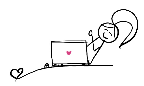 Lilly is popping her head from behind her laptop.