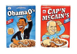 Obama-and-McCain-themed cereal boxes ...