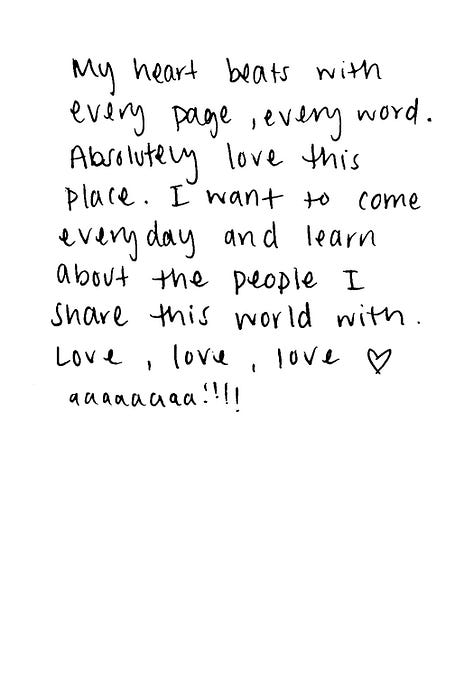 Comment cards left by visitors at the Strangers Project exhibit