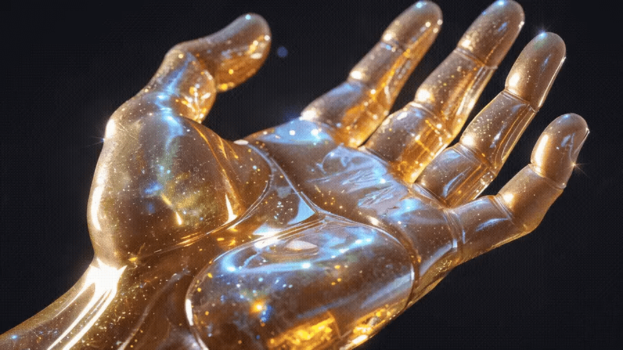 Translucent shimmering gold beryl hand with bronze or brass-like undertones. Made for Song of Solomon 5:14, but prophetically referencing Lamentations 4:7, Daniel 10:6, Revelation 1:13-15 & 4:2-3 KJV, which describe physical qualities of the Messiah, Jesus Christ.