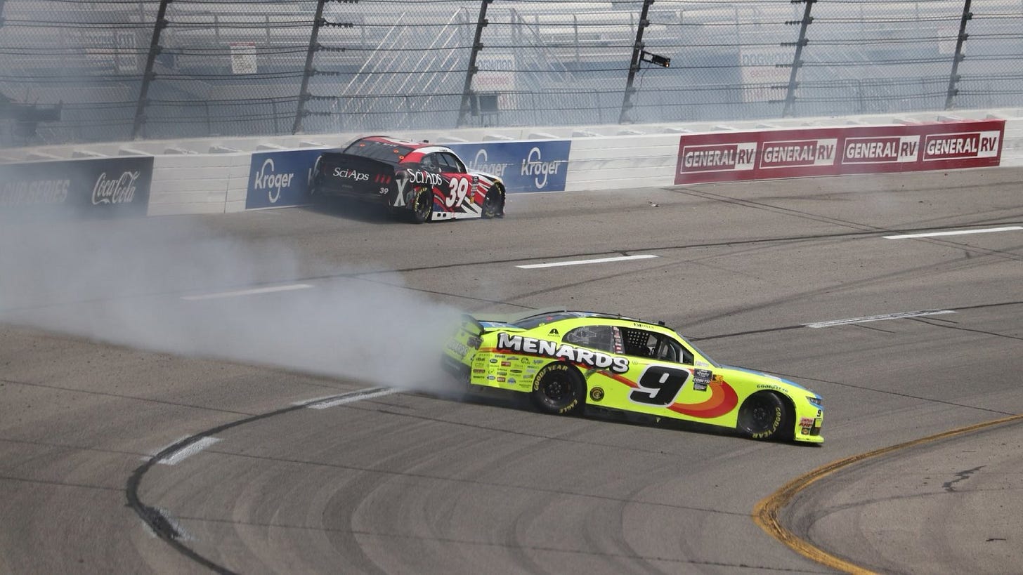 Brandon Jones engine Richmond Raceway Crash video Ryan Sieg 2024 Toyota Care 250 video highlights