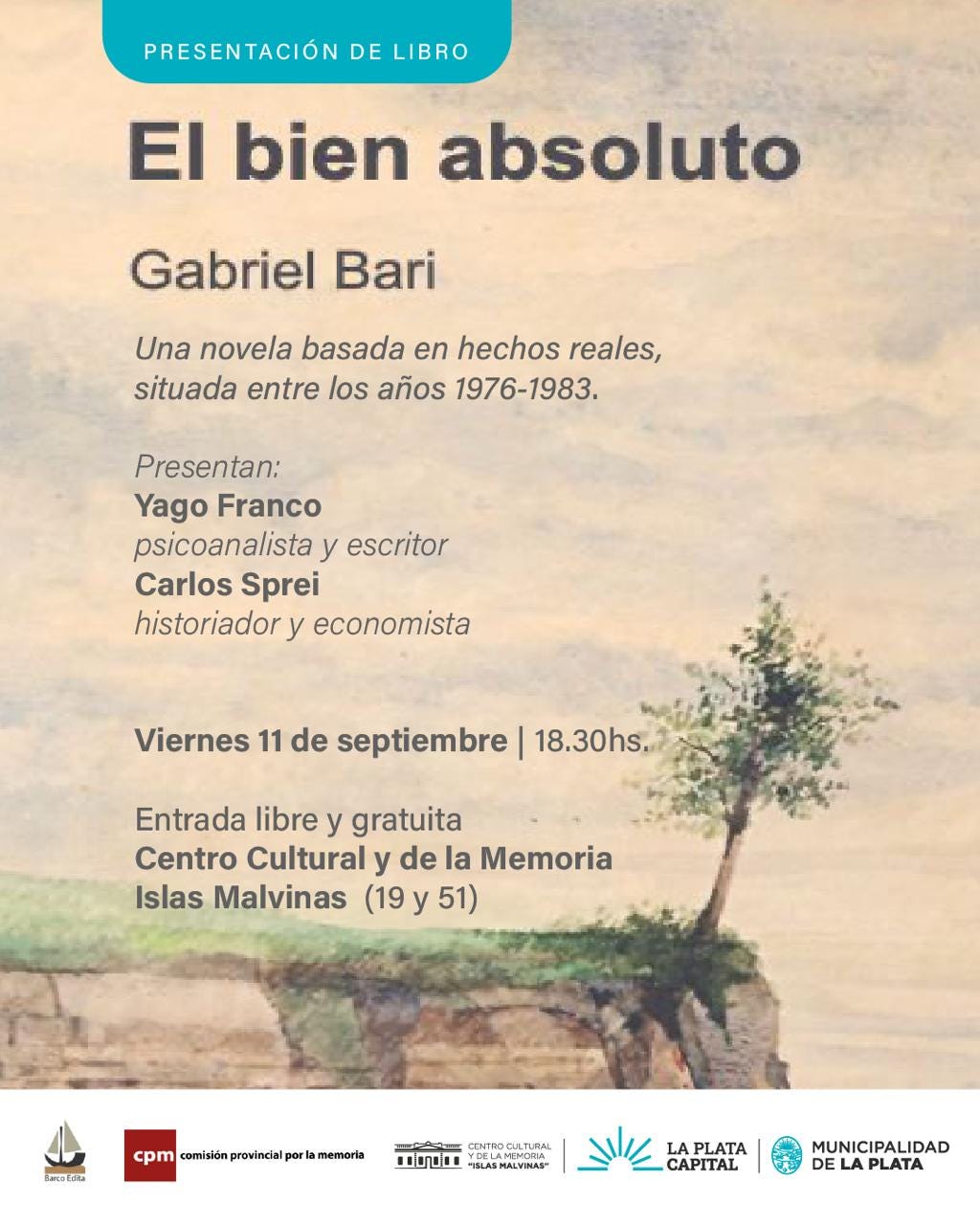 Presentación de El bien absoluto, de Gabriel Bari, en La Plata, Buenos Aires