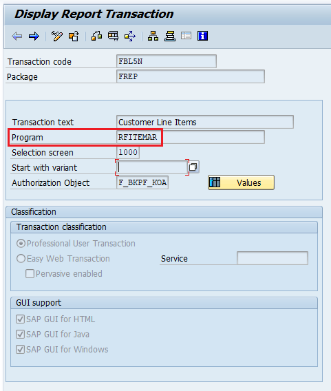 ABAP Program name of the Transaction Code displayed in transaction se93. ABAP Program name of the Transaction Code displayed in transaction se93.