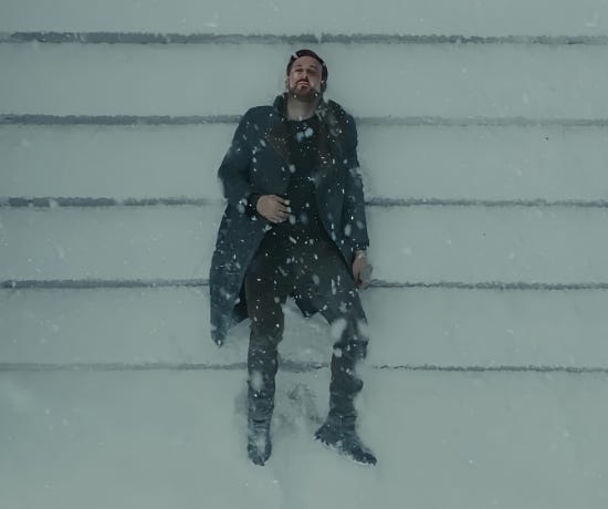 A screencap of Ryan Gosling from Blade Runner: 2049