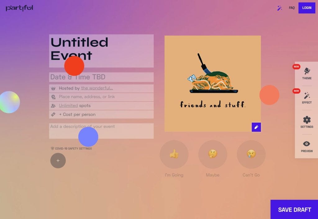 RSVP page on purple gradient background
