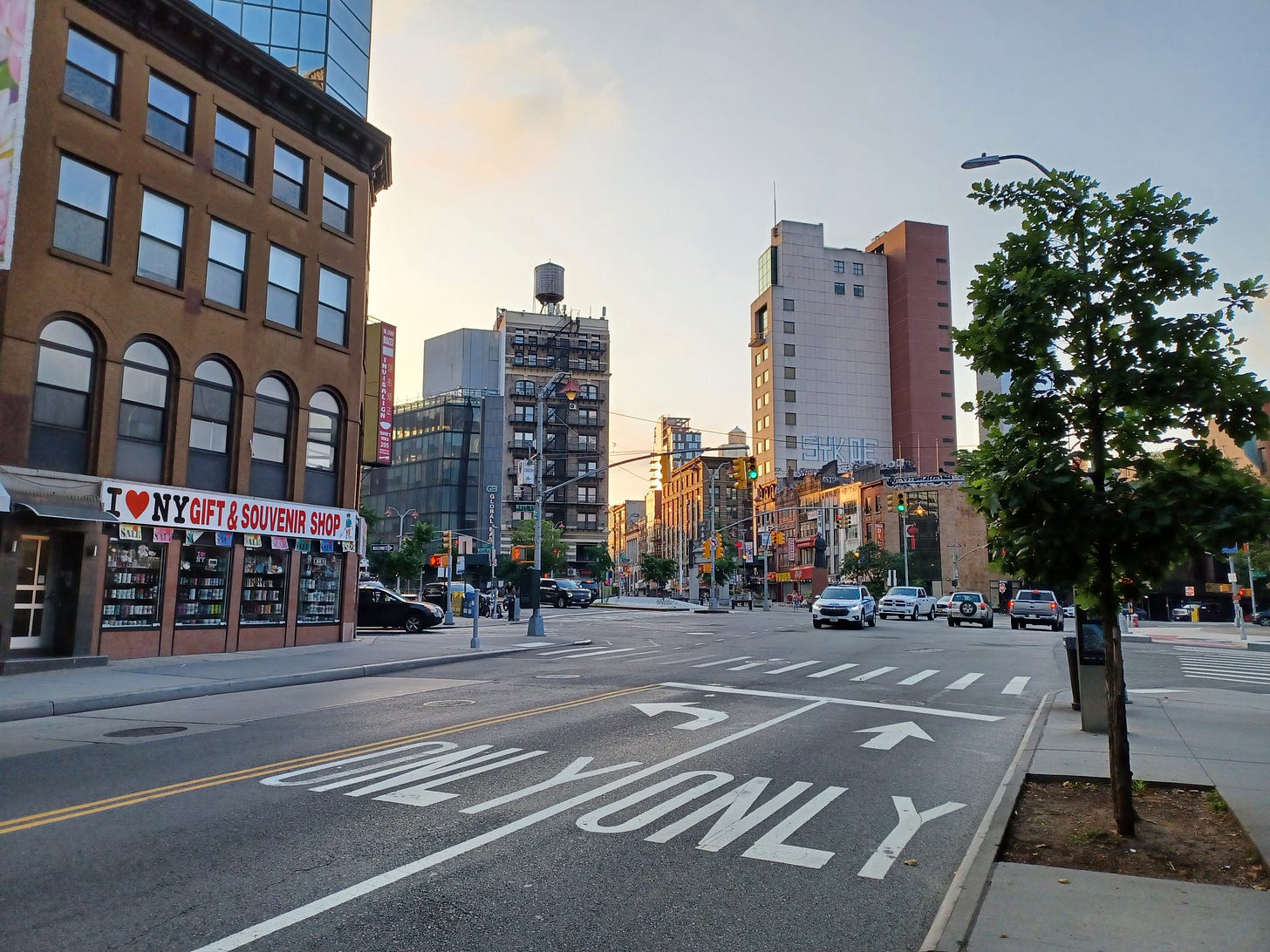 Dawn over Chatham Square, New York City, July 11, 2025.