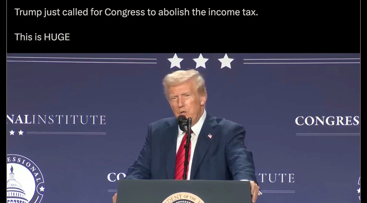 YUGE UPDATE: President Trump Asks, "How About Just No Tax, Period?"