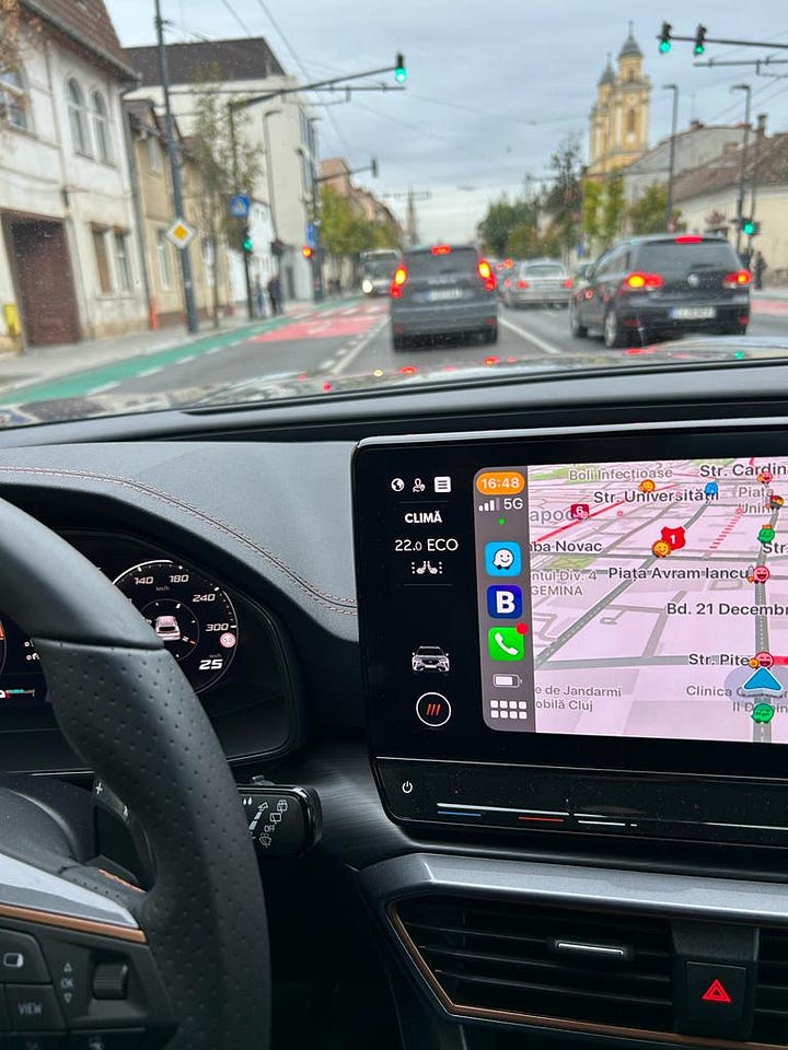 Ruta mașinii din centru până în cartierul Mănăștur. cursă alergător - mașină