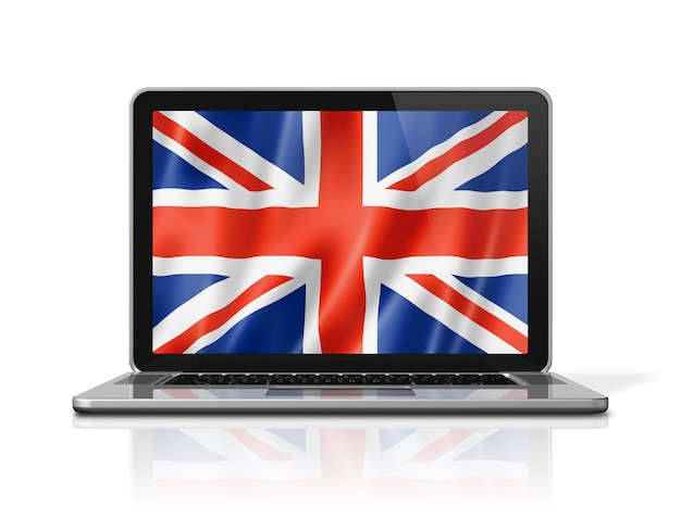 United kingdom, uk flag on laptop screen isolated on white. 3d illustration render. | Premium Photo United kingdom, uk flag on laptop screen isolated on white. 3d illustration render. | Premium Photo