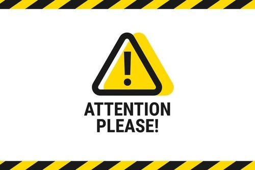 Attention please. Important announcement. Pay attention. Vector illustration
