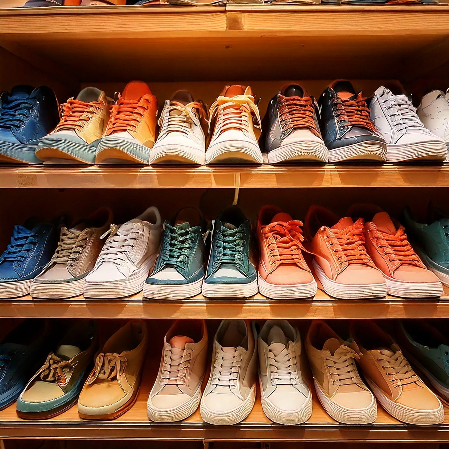 A shelf with many shoes

AI-generated content may be incorrect., Picture