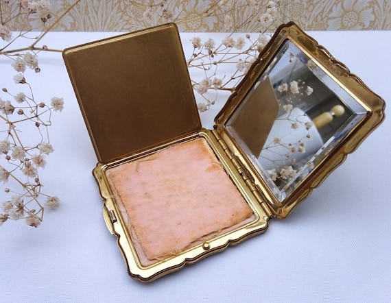 Vintage Compact by Stratton ~ Black Enamel ~ Real Marcasite Crystal Detail  ~ Powder Puff ~ 1950's Make up Compact ~ Retro Vanity Collectable - Etsy