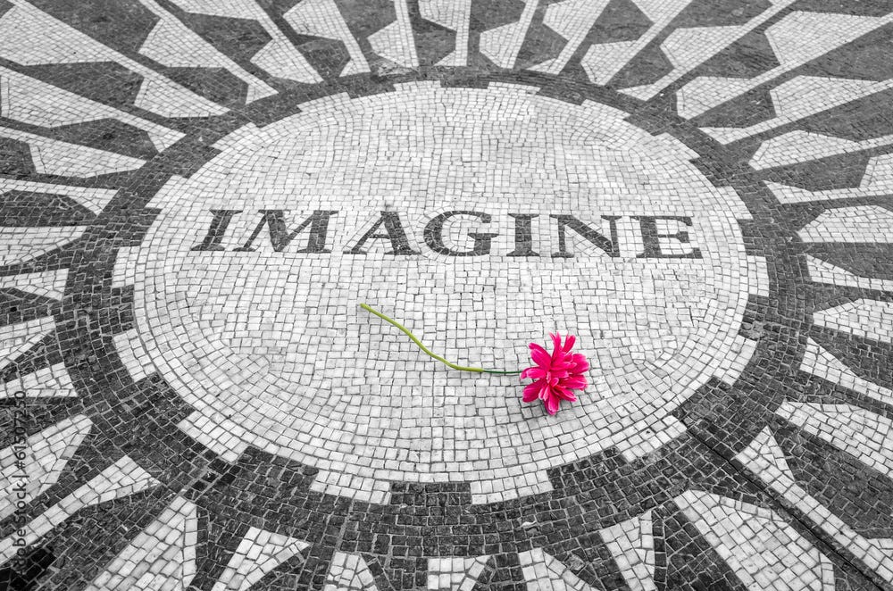 Imagine Sign in New York Central Park, John Lennon Memorial Stock Photo |  Adobe Stock
