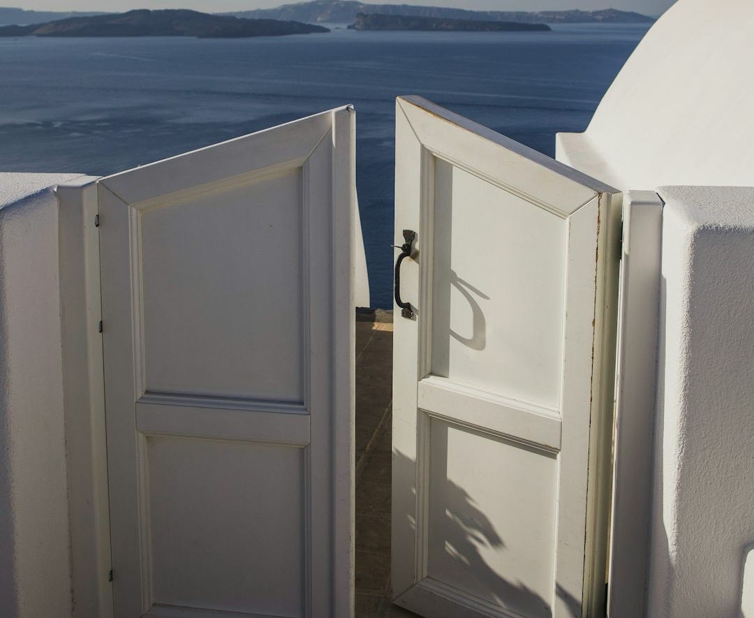 An open door on the side of a building