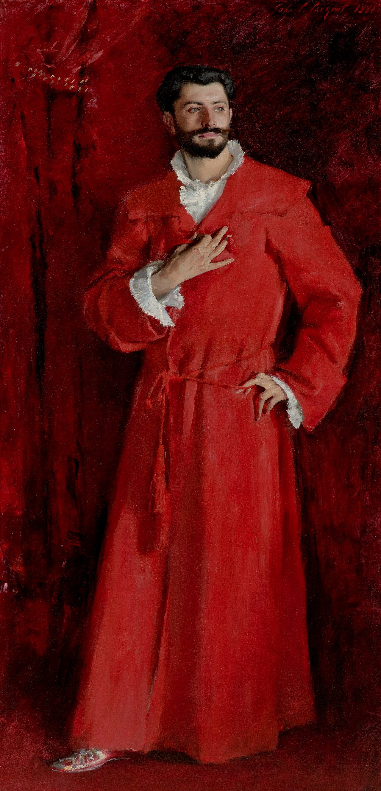 Sargent portrait of Dr Pozzi in red robe