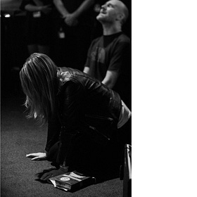 When my knees hit the ground.