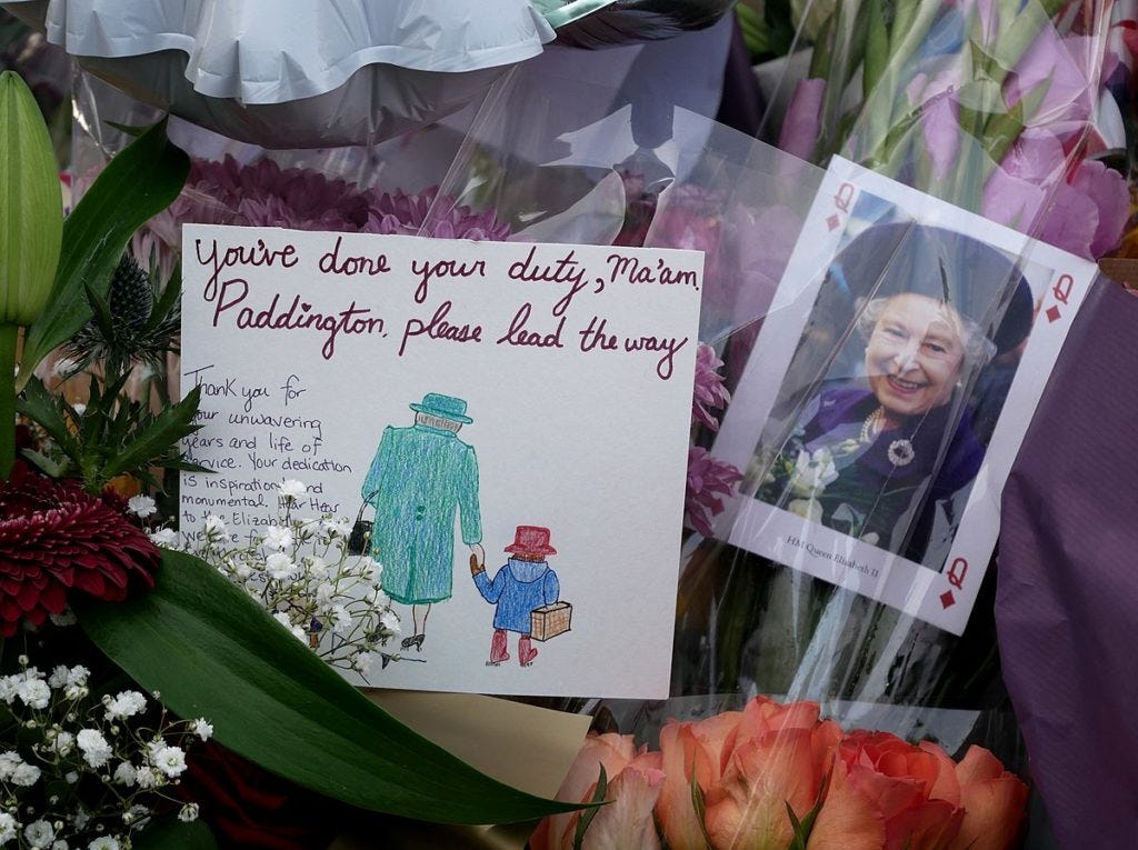 Tributes left by people in The Mall, London