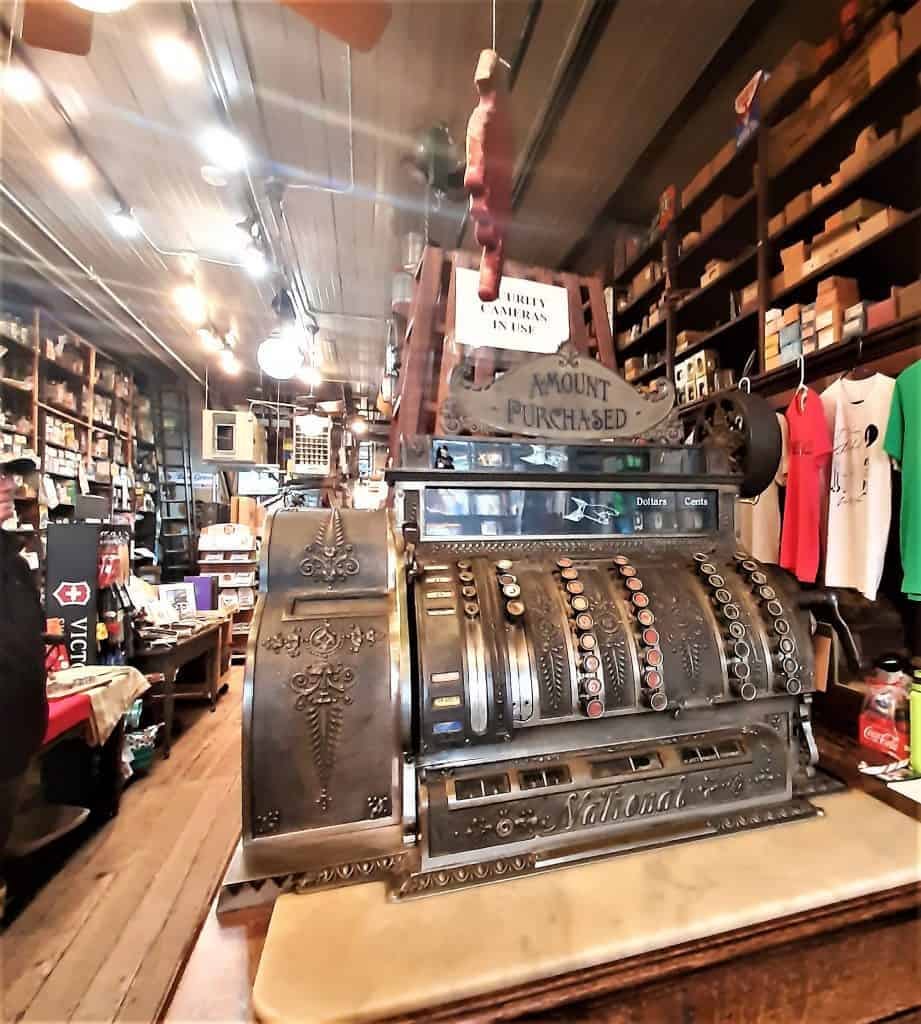 The original cash register from 1907 that sits on the counter at Harrison Brothers Hardware store.